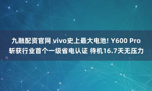 九融配资官网 vivo史上最大电池! Y600 Pro斩获行业首个一级省电认证 待机16.7天无压力