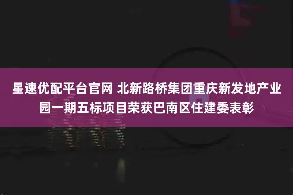 星速优配平台官网 北新路桥集团重庆新发地产业园一期五标项目荣获巴南区住建委表彰
