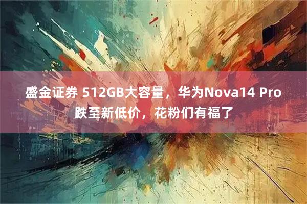 盛金证券 512GB大容量，华为Nova14 Pro跌至新低价，花粉们有福了